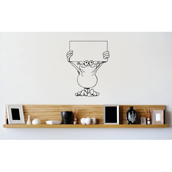 Custom Wall Decal Vinyl Sticker : Frog With A Sign Image Mural 12x18"