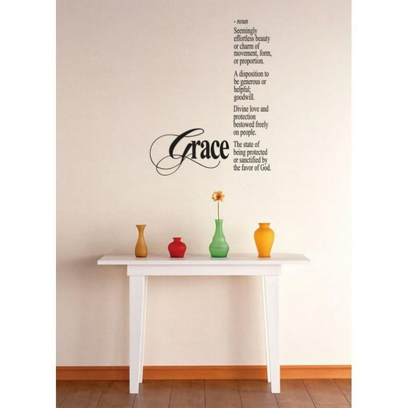 Custom Wall Decal Vinyl Sticker : Grace Noun Dictionary Definition Quote Picture Art Peel & Stick Mural 14x28 Inches