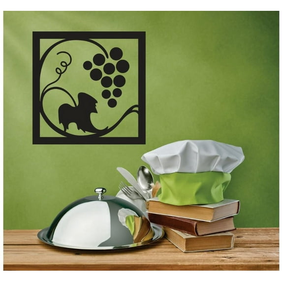 Custom Wall Decal Vinyl Sticker : Grapes Vine Fruit Kitchen Image Picture Art Peel & Stick Mural 16x16 Inches