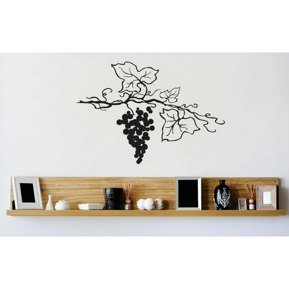 Custom Wall Decal Vinyl Sticker : Grapes Vine Fruit Kitchen Image Picture Art Peel & Stick Mural 20x30 Inches