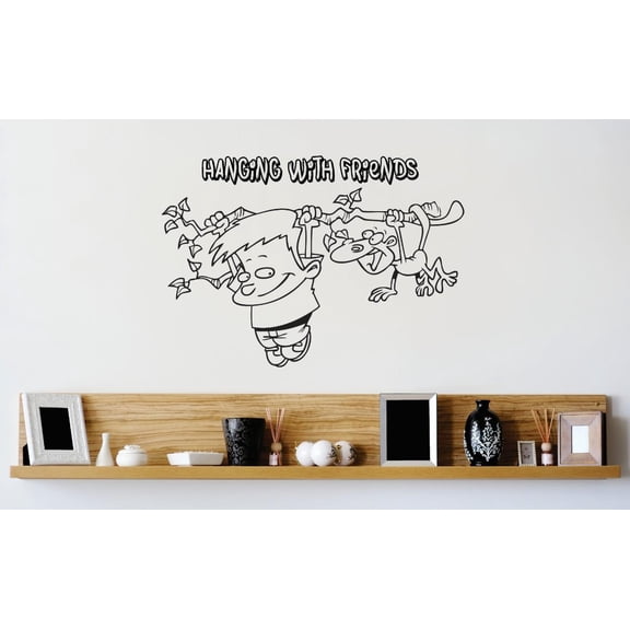 Custom Wall Decal Vinyl Sticker : Hanging With Friends Cartoon Image Quote Picture Art Peel & Stick Mural 16x24 Inches