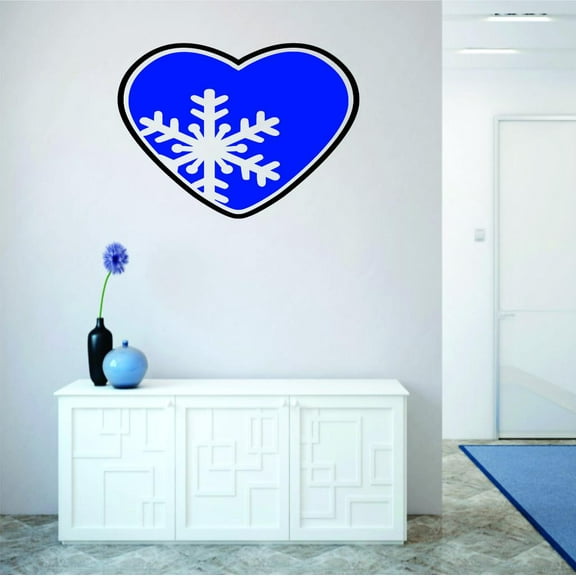 Custom Wall Decal Vinyl Sticker : Heart Snowflake Snow Winter Season Decoration Home Decor Living Room 20x30