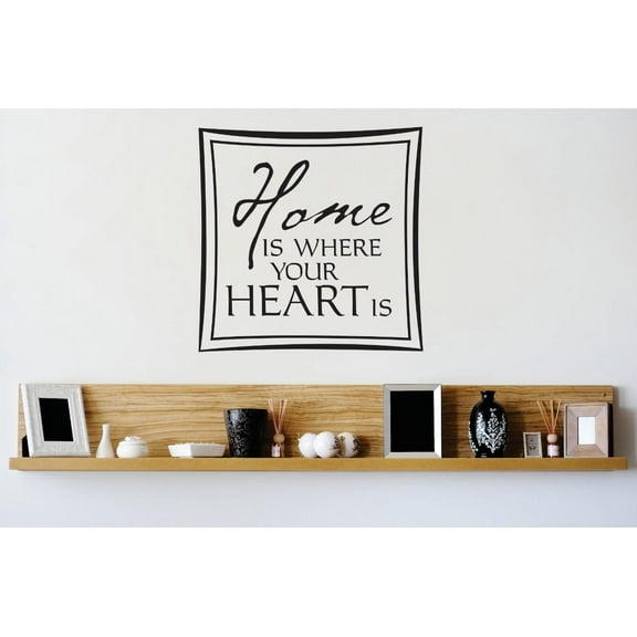 Custom Wall Decal Vinyl Sticker : Home Is Where Your Heart Is Family Quote Mural 20x20"