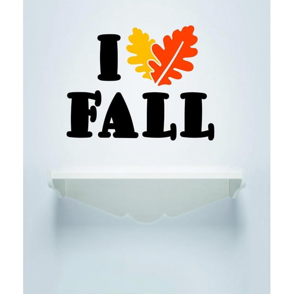 Custom Wall Decal Vinyl Sticker : I Heart Love Fall Holiday Sign Fall Leaves Home Decor Living Room Picture Art 16x24