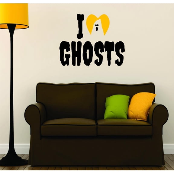 Custom Wall Decal Vinyl Sticker : I Love Ghost Halloween Holiday Seasonal Decoration Picture Art Sign 16x32