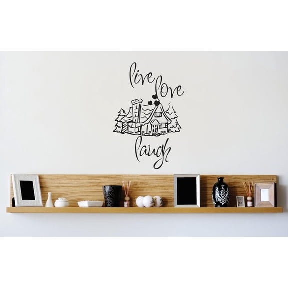 Custom Wall Decal Vinyl Sticker : Live Laugh Love Image Quote Picture Art Peel & Stick Mural 12x18 Inches
