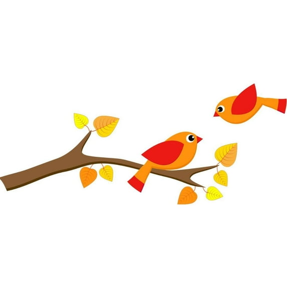 Custom Wall Decal Vinyl Sticker : Love Birds In A Fall Tree Bedroom Bathroom Living Room Mural : 10 X20" -