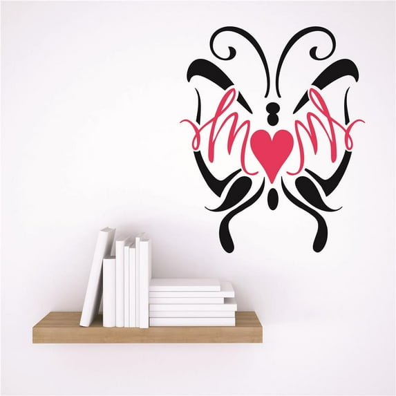 Custom Wall Decal Vinyl Sticker : MOM Butterfly Design Children Son Daughter Family Love Quote 10x10"
