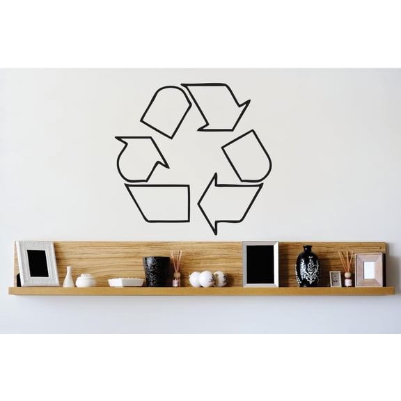 Custom Wall Decal Vinyl Sticker : Recycle Symbol Logo Go Green Sign Image Bedroom Bathroom Living Room Mural : 16 X16" -