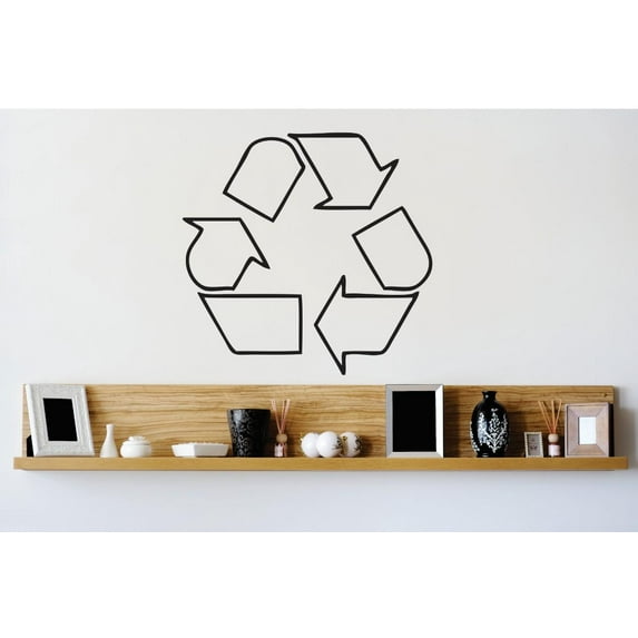 Custom Wall Decal Vinyl Sticker : Recycle Symbol Logo Go Green Sign Image Bedroom Bathroom Living Room Mural : 20 X20" -