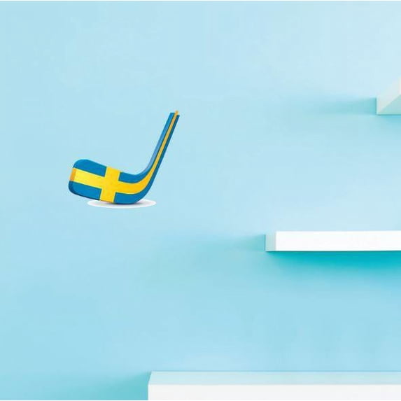 Custom Wall Decal Vinyl Sticker : Sweden Hockey Puck Stick Regional Team Sport Bedroom Bathroom Living Room Mural : 10 X15" -