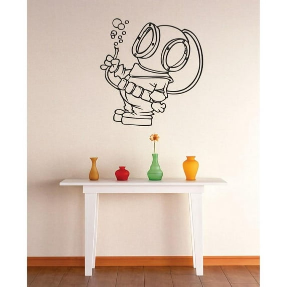 Custom Wall Decal Vinyl Sticker : Water Diver Image Mural 12x12"
