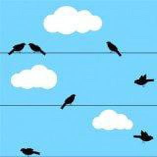 Custom Wall Decal Vinyl Wall - Birds On A Wire With Clouds Living Room Sticker - Vinyl Wall