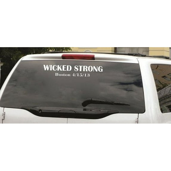 Custom Wall Decal : WICKED STRONG BOSTON Tribute Running Race Remembering Memory Wall Sticker : 6 X4" -