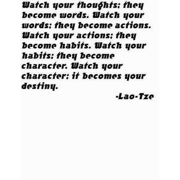 Custom Wall Decal Watch Your Thoughts; They Become Words. Watch Your Words; They Become Actions Quote Sticker Vinyl Wall Decor 16x16