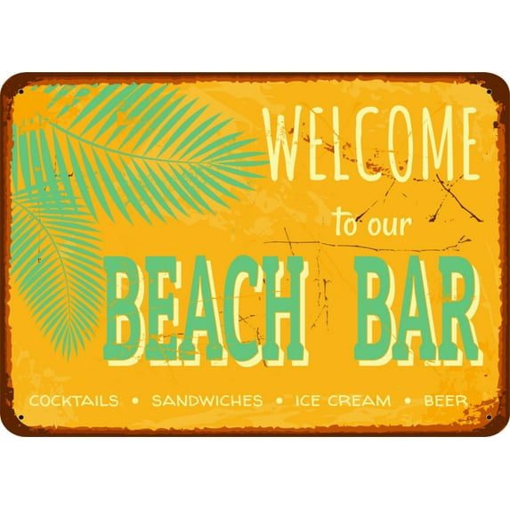 Custom Wall Decal Welcome To Our Beach Bar - Living Room - Sticker - Vinyl Wall : 14 X28"