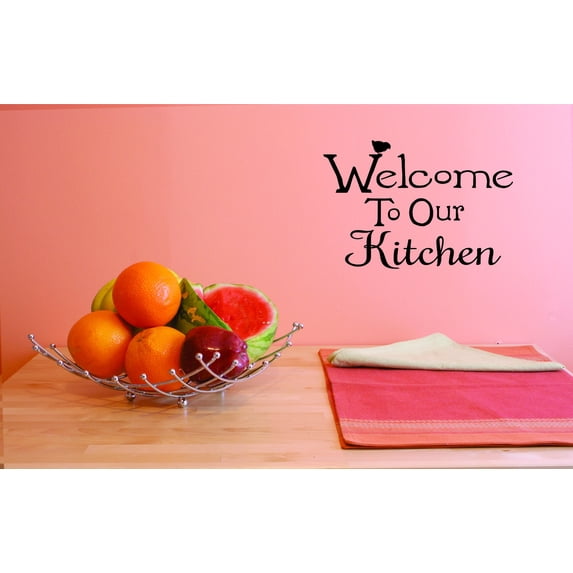 Custom Wall Decal Welcome To Our Kitchen Family Peel & Stick Sticker Vinyl Wall Custom Wall Decal 20x40 Inches