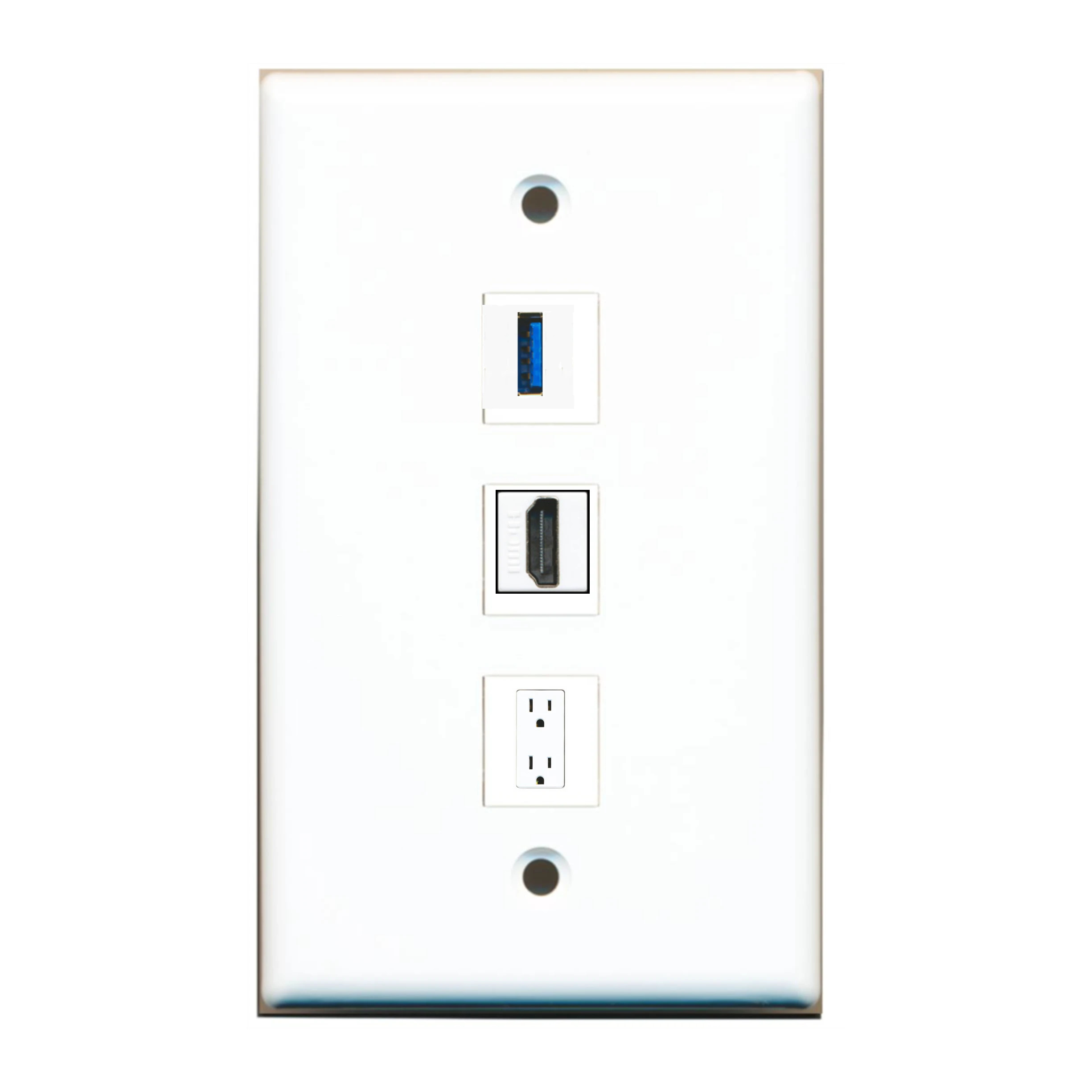 Custom Wall Plate White with up to 3 Keystone Ports