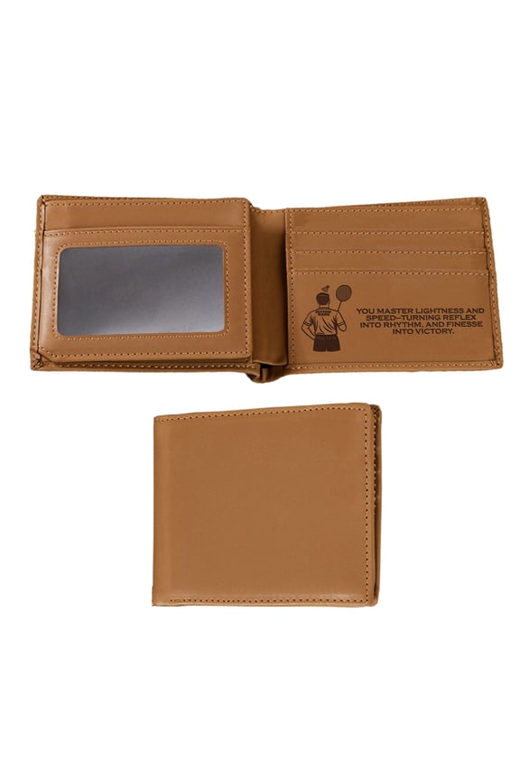 Custom Wallet for Badminton Player, Personalized Engraved Gift for Men Who Love the Court, For Husband, Friend, Christmas or Sports Celebration, Leather Wallet, Bifold Wallet for Men