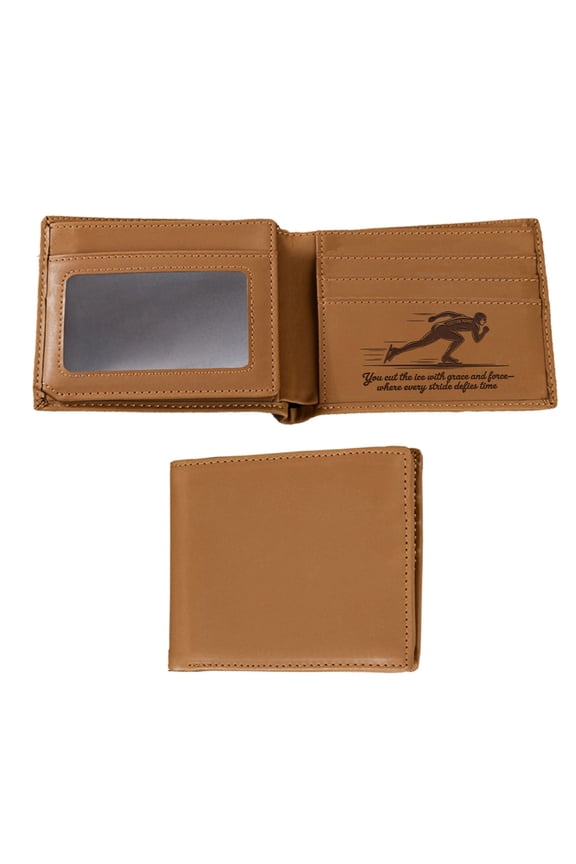 Custom Wallet for Speed Skater, Engraved Gift for Men Who Glide with Precision, For Husband, Brother, Christmas or Ice Track Milestone, Leather Wallet, Mens Wallet, Gift for Men