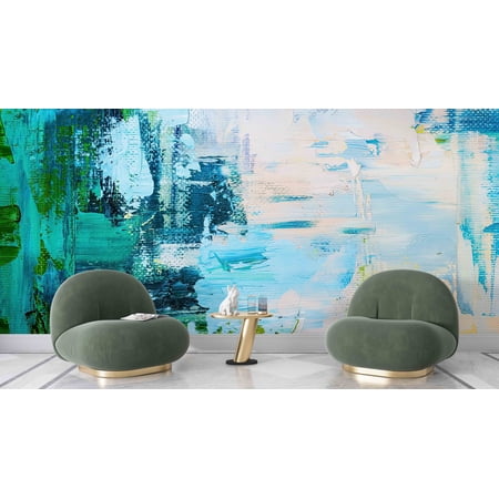 Custom Wallpaper, Blue And Green Painting, 3d Wallpaper, Bright Wallpaper, Contemporary Wallpaper, Modern Wall Decor, Wallpaper (Fabric Non-Woven)