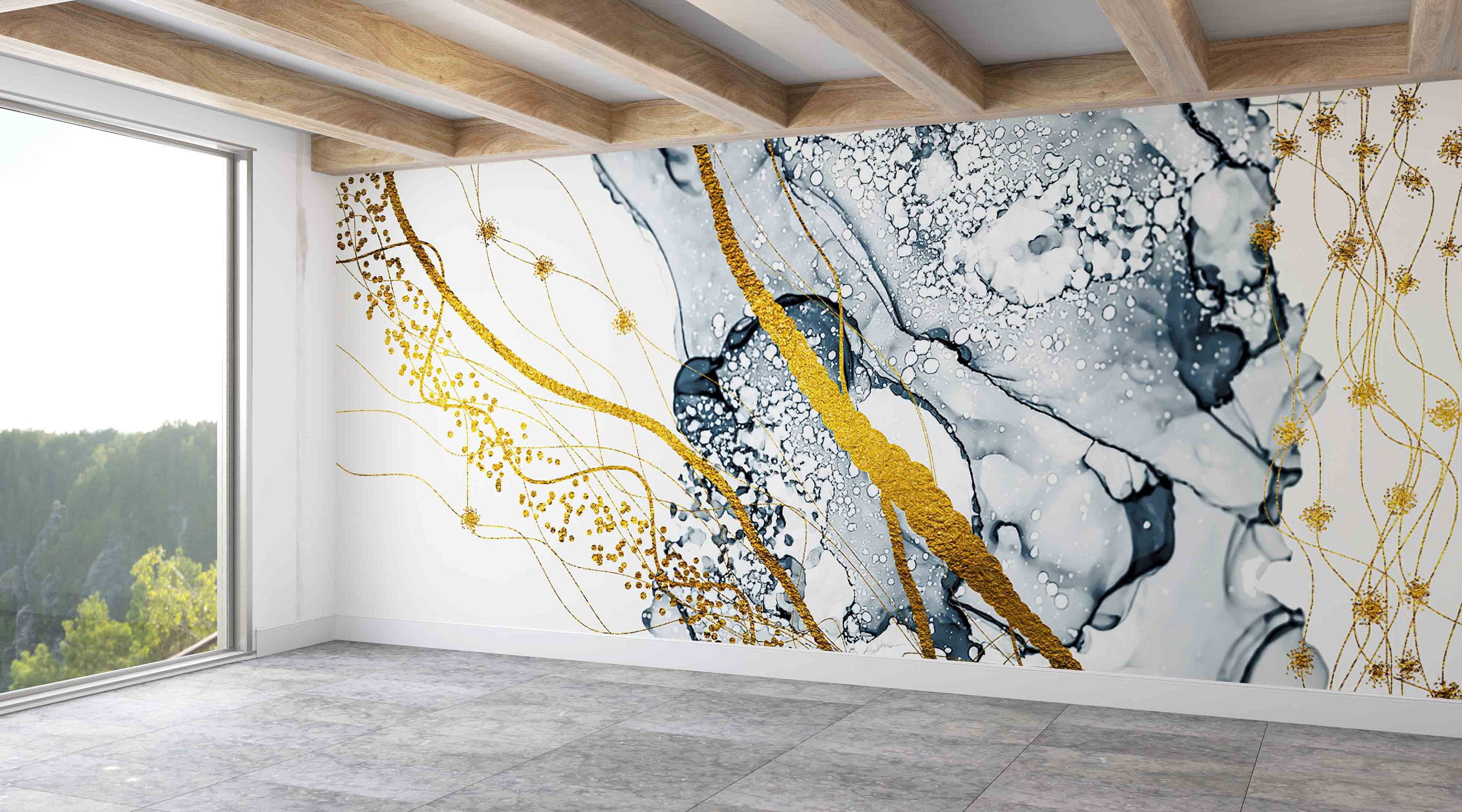 Custom Wallpaper, Paper Wall Art Contemporary Wall Painting, Shimmery