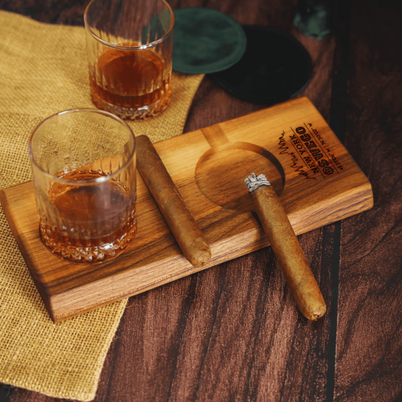 Custom Walnut Cigar and Whiskey Tray  Medium Size 11x4.8" Personalized Gift for Men