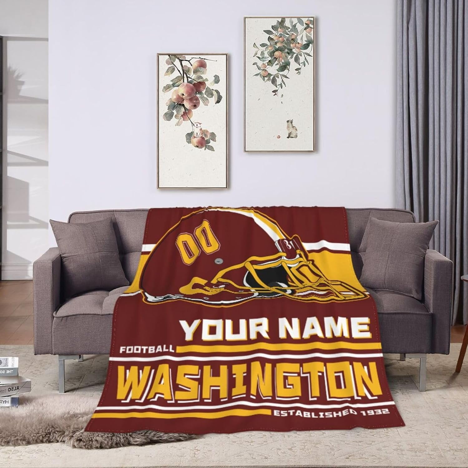 Custom Washington Blanket Personalized Throw Blankets Name Number