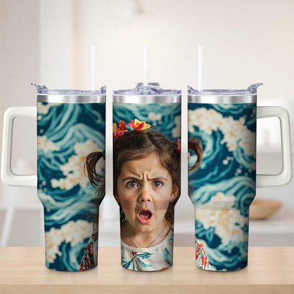 Custom Wave Design Stainless Steel Tumbler, 40oz