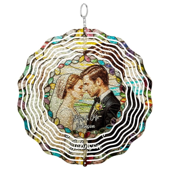 Custom Wedding 3D Wind Spinner, Personalized Portrait Garden Decor