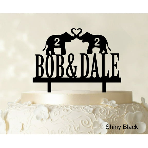"Custom Wedding Cake Topper Personalized Shiny Black Cake Topper Color Option Available 5""-7"" Inches Wide"