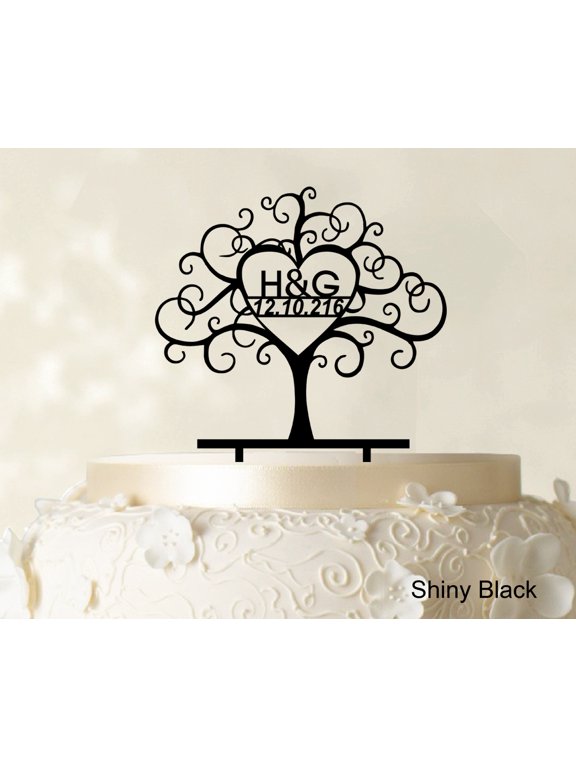 "Custom Wedding Cake Toppers Personalized First And Last Name Initial Cake Topper Color Option Available 6""-7"" Inches Wide"