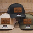 thumbnail image 1 of Custom Wedding Hat, Wedding Party Gifts, Bachelor Party Gift, Grooms Day Gift, Personalized Leather Patch Trucker Hat Cap, Best Man Present, 1 of 4