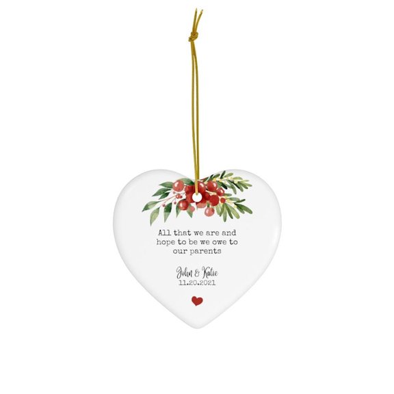 Custom Wedding Keepsake Ceramic Ornament with Personalized Couple Names and Year, Personalized Wedding Ornament and Christmas Tree Decor for Couples, Partners, Marriage Memories or Anniversary Gifts