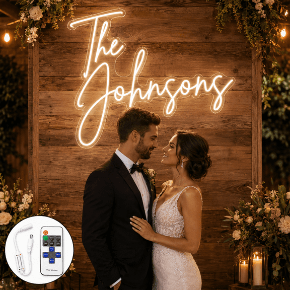 Custom Wedding Neon Sign with Remote Control, Personalized LED Last Name Sign for Reception Backdrop, Neon Wall Decor, Anniversary & Couple Gift