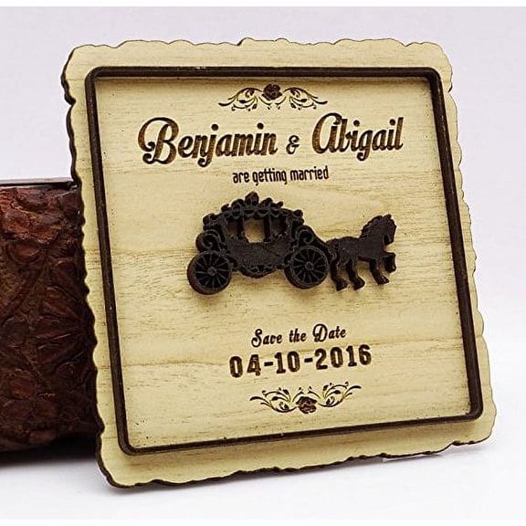 Custom Wedding Save The Date Magnets Wooden Rustic Engraved Magnet 10 Personalized Wedding Announcement Idea