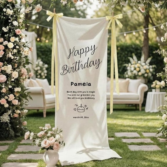 Custom Welcome to Age Birthday Party Sign Personalized Name Decorative Sign for Milestone Birthday Modern Minimalist Fabric Signs for Event Entrance Décor