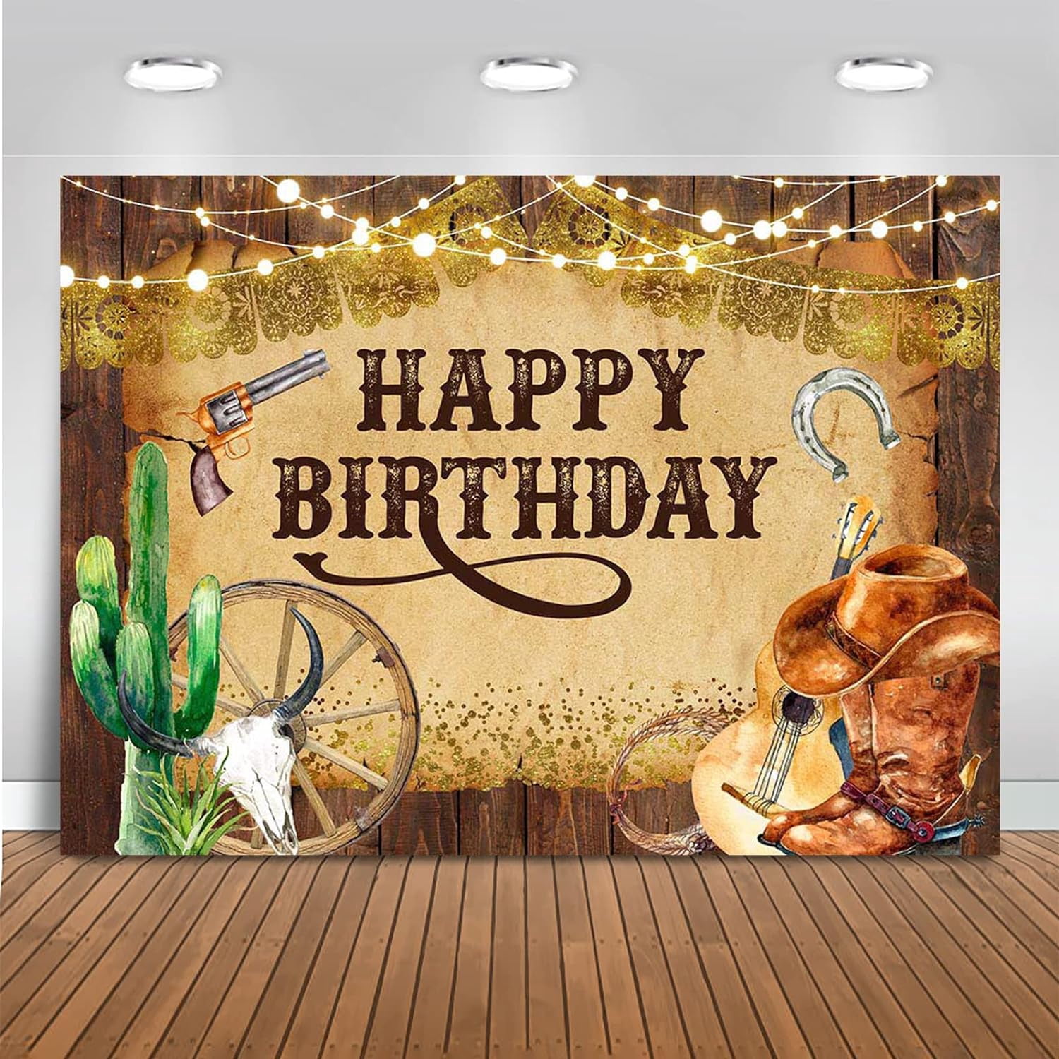Retro Wanted Cowboy Custom 10th Birthday Backdrop