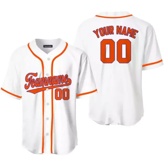 Custom White Orange Blue Custom Baseball Jerseys For Men & Women JN1269 ...