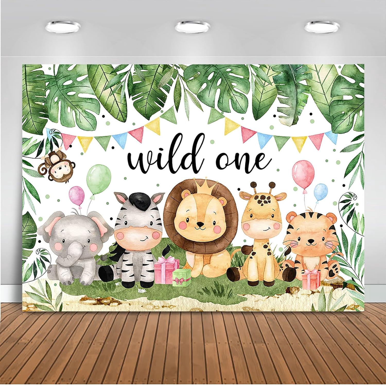 Toile De Fond Anniversaire 'Wild One' Thème Jungle Safari - Rond, Pour 1 An - Neuf