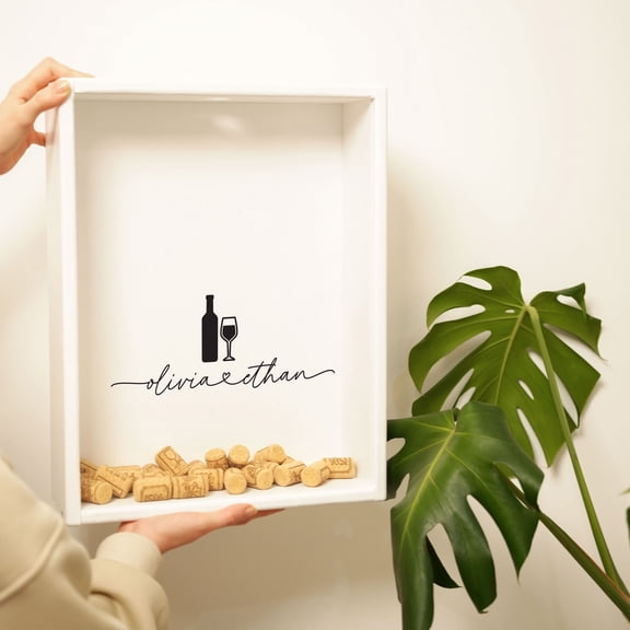 Custom Wine Cork Holder 18"x12"x5.5" White Shadow Box with Acrylic Front
