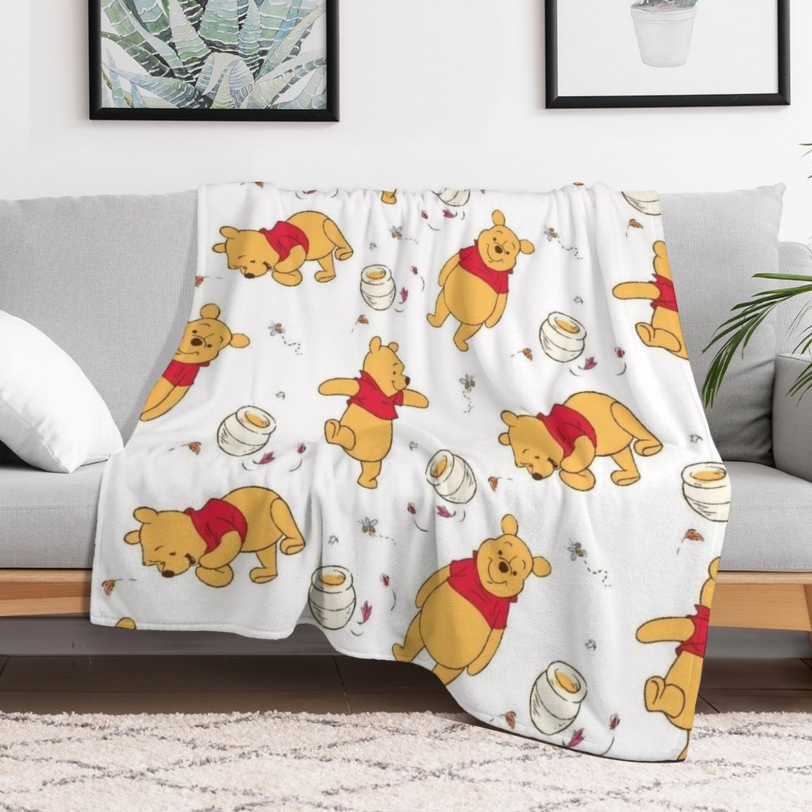Custom Winnie The Pooh Kawaii Blanket for Kids & Adults, UltraSoft