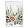 Custom Winter Forest Christmas Snowy Scene Deer Red Crested Bird