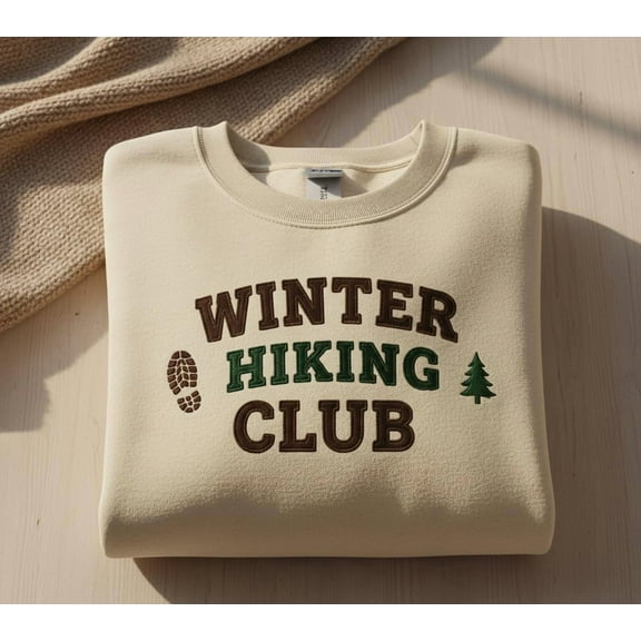Custom Winter Hiking Club Sweatshirt, Cozy Outdoor Embroidery, Mountain Adventure Crewneck, Nature Lover Gift for Hikers