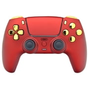 Custom Wireless Controller Compatible with PS5 - Multiple Designs Available Red & Gold Chrome