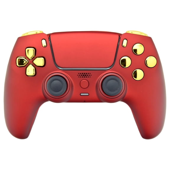 Custom Wireless Controller Compatible with PS5 - Multiple Designs Available (Red & Gold Chrome)