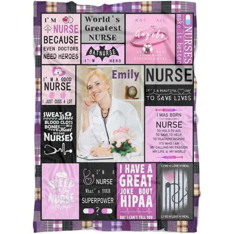 Custom Women Nurses Blanket for New RN ,Personalized Warm Throw 