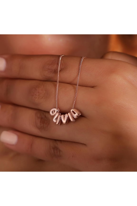 Custom Women'S Bubble Letter Necklace - Personalized Name Initial Pendant - Stylish Bubble Necklace Letter - Elegant Bubble Initial Necklace For Her[o4762]