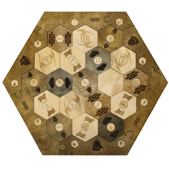 Custom Wood Settler Game Board - 2-4 Players | Main Board Walnut Frame | Compatible with Catan