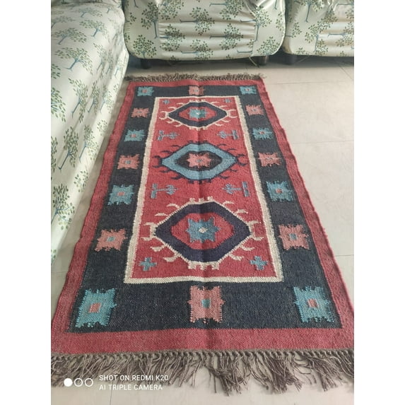 Custom Wool Jute Rug — Handloom Area Rug, Any Size, Natural Colors”Vintage Wool & Jute Rug — Indian Dhurrie, 8×10 ft, Flatweave Boho Carpet”